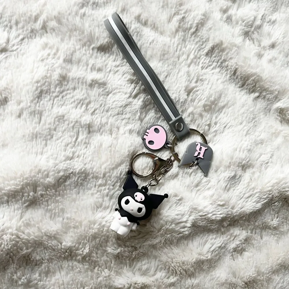 Sanrio Kuromi Black Kuromi Keychain Bag Charm Wristlet